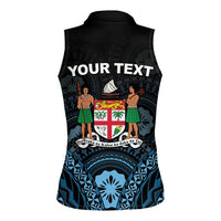 Personalised Happy Fiji Day 1970 Women Sleeveless Polo Shirt Flag Grunge Style LT05 - Polynesian Pride