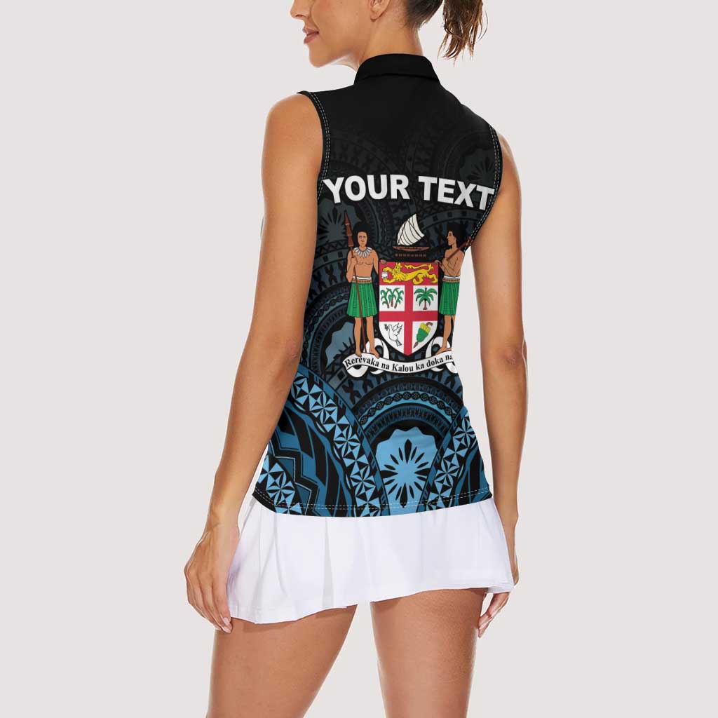 Personalised Happy Fiji Day 1970 Women Sleeveless Polo Shirt Flag Grunge Style LT05 - Polynesian Pride