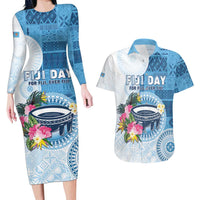 Fiji Day Couples Matching Long Sleeve Bodycon Dress and Hawaiian Shirt Proud To Be Fijian LT05 Blue - Polynesian Pride
