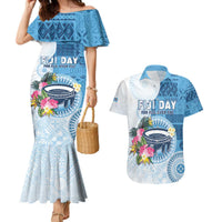 Fiji Day Couples Matching Mermaid Dress and Hawaiian Shirt Proud To Be Fijian LT05 Blue - Polynesian Pride