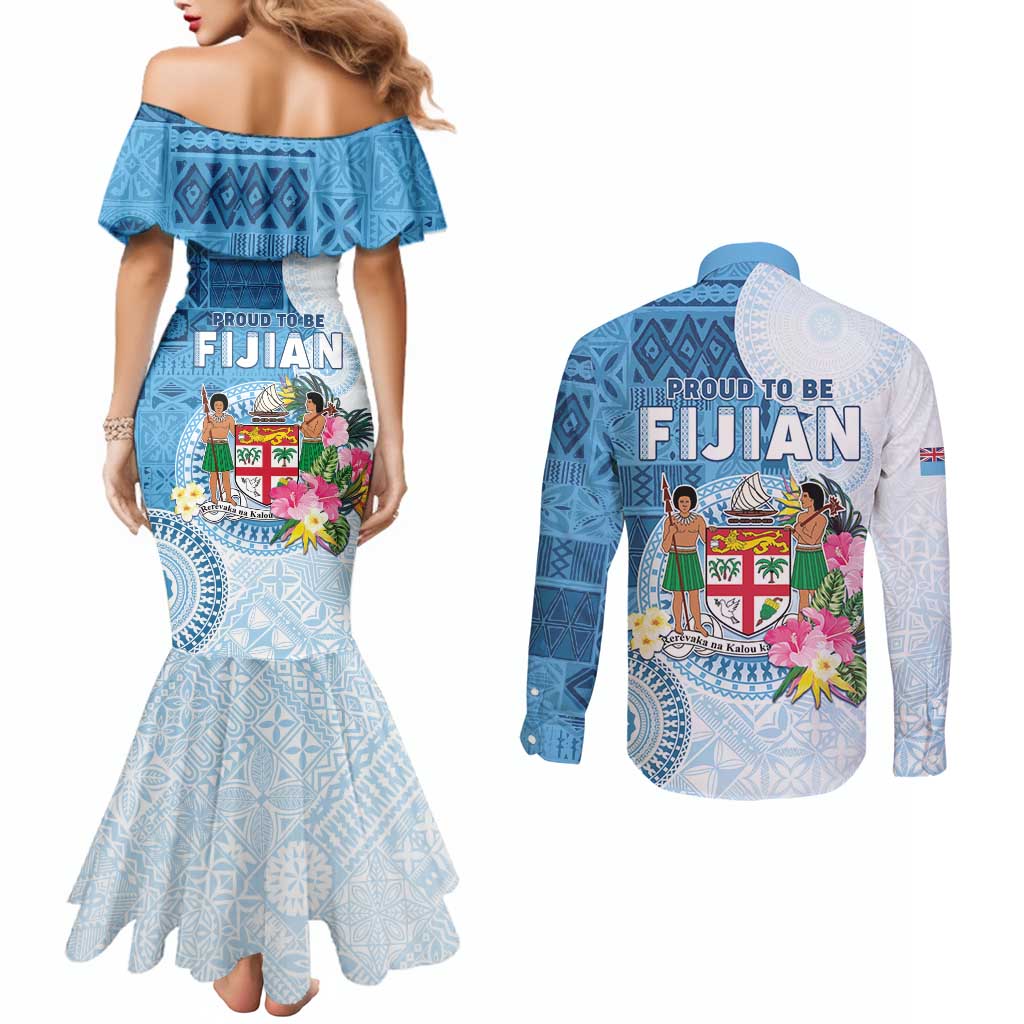 Fiji Day Couples Matching Mermaid Dress and Long Sleeve Button Shirt Proud To Be Fijian LT05 - Polynesian Pride