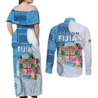 Fiji Day Couples Matching Off Shoulder Maxi Dress and Long Sleeve Button Shirt Proud To Be Fijian LT05 - Polynesian Pride