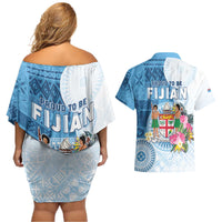 Fiji Day Couples Matching Off Shoulder Short Dress and Hawaiian Shirt Proud To Be Fijian LT05 - Polynesian Pride