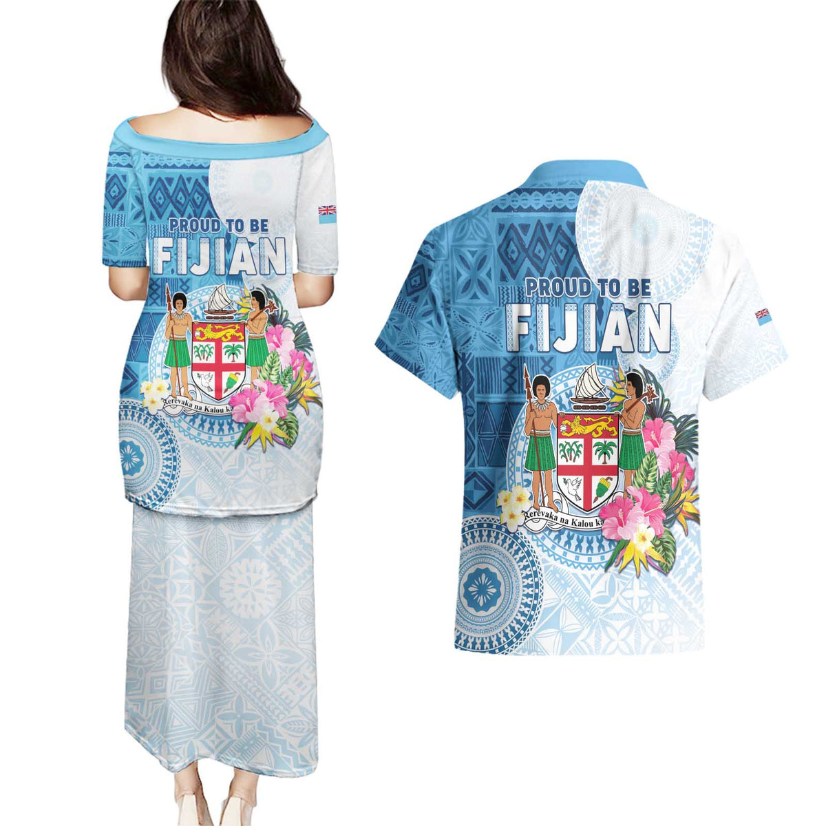 Fiji Day Couples Matching Puletasi and Hawaiian Shirt Proud To Be Fijian LT05 - Polynesian Pride