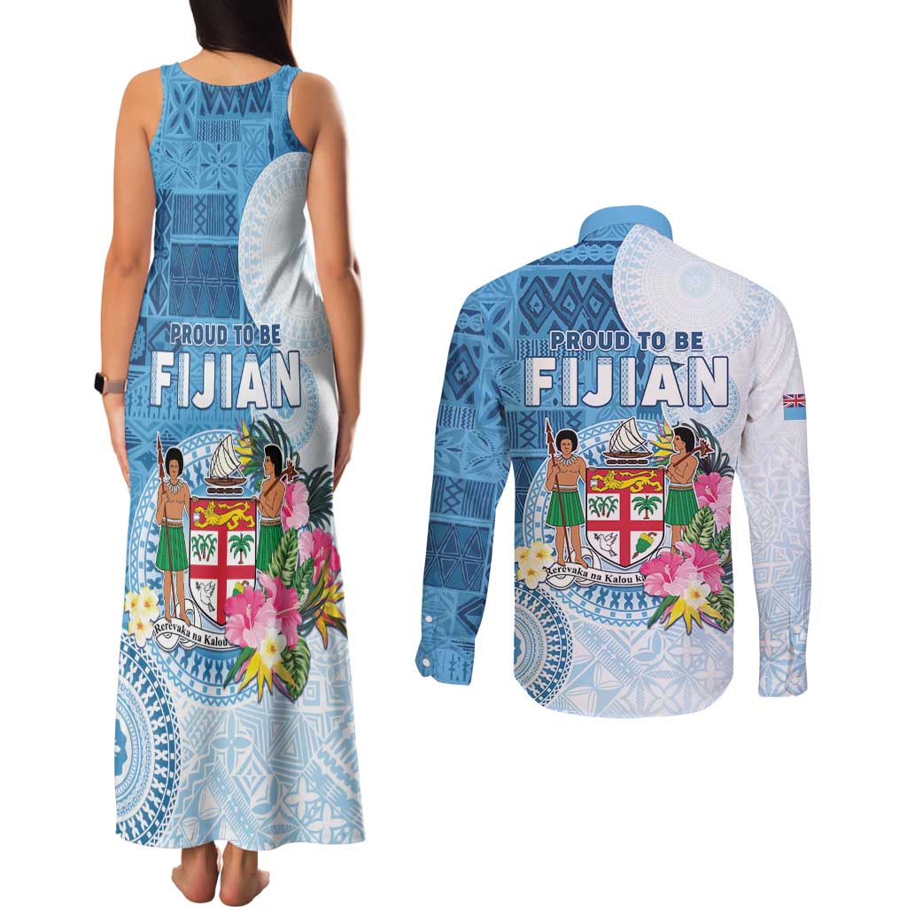 Fiji Day Couples Matching Tank Maxi Dress and Long Sleeve Button Shirt Proud To Be Fijian LT05 - Polynesian Pride