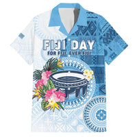 Fiji Day Family Matching Off Shoulder Maxi Dress and Hawaiian Shirt Proud To Be Fijian LT05 Dad's Shirt - Short Sleeve Blue - Polynesian Pride