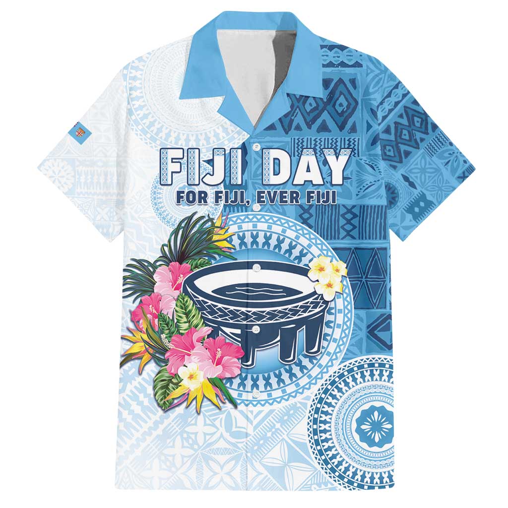 Fiji Day Family Matching Tank Maxi Dress and Hawaiian Shirt Proud To Be Fijian LT05 Dad's Shirt - Short Sleeve Blue - Polynesian Pride