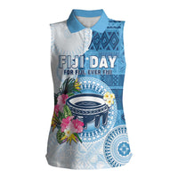 Fiji Day Women Sleeveless Polo Shirt Proud To Be Fijian LT05 Female Blue - Polynesian Pride