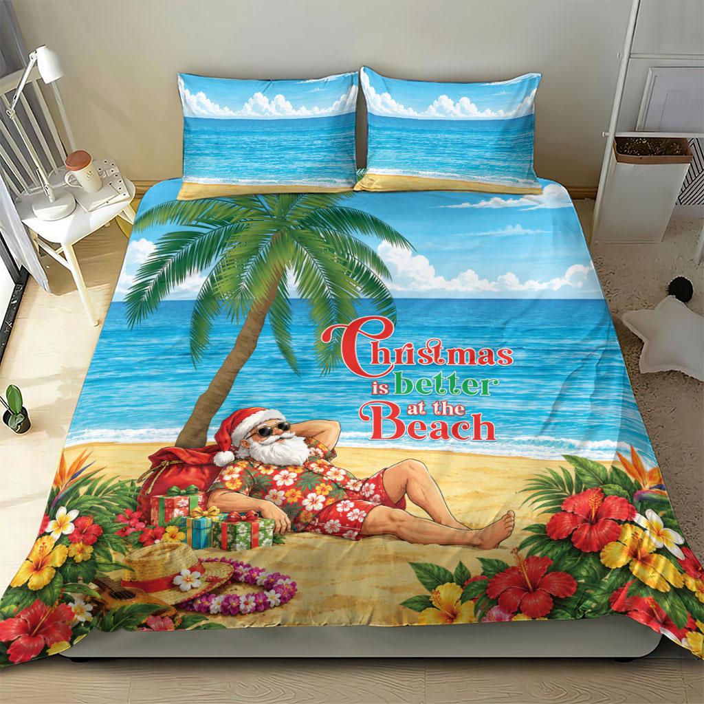 Hawaii Jolly Christmas Bedding Set Xmas Is Better At The Beach