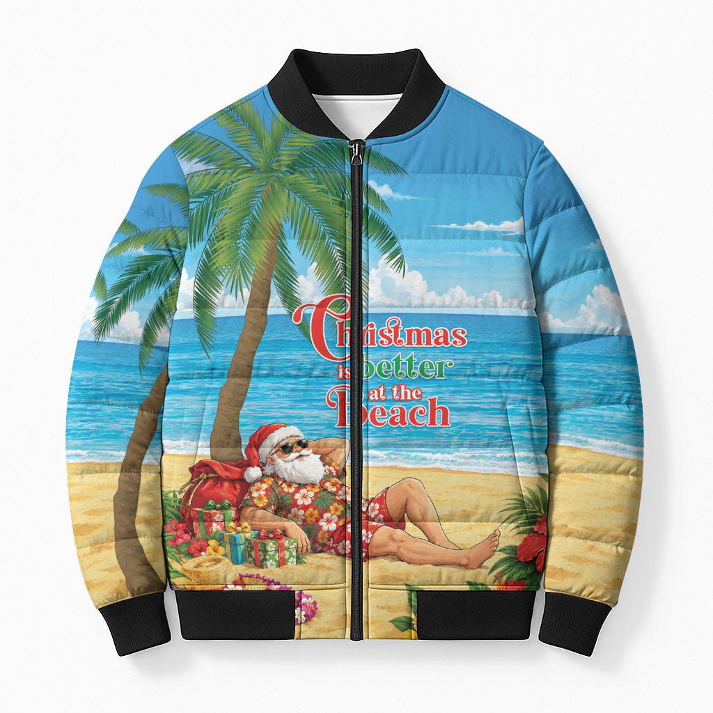 Hawaii Jolly Christmas Bomber Puffer Jacket Xmas Is Better At The Beach
