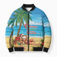 Hawaii Jolly Christmas Bomber Puffer Jacket Xmas Is Better At The Beach