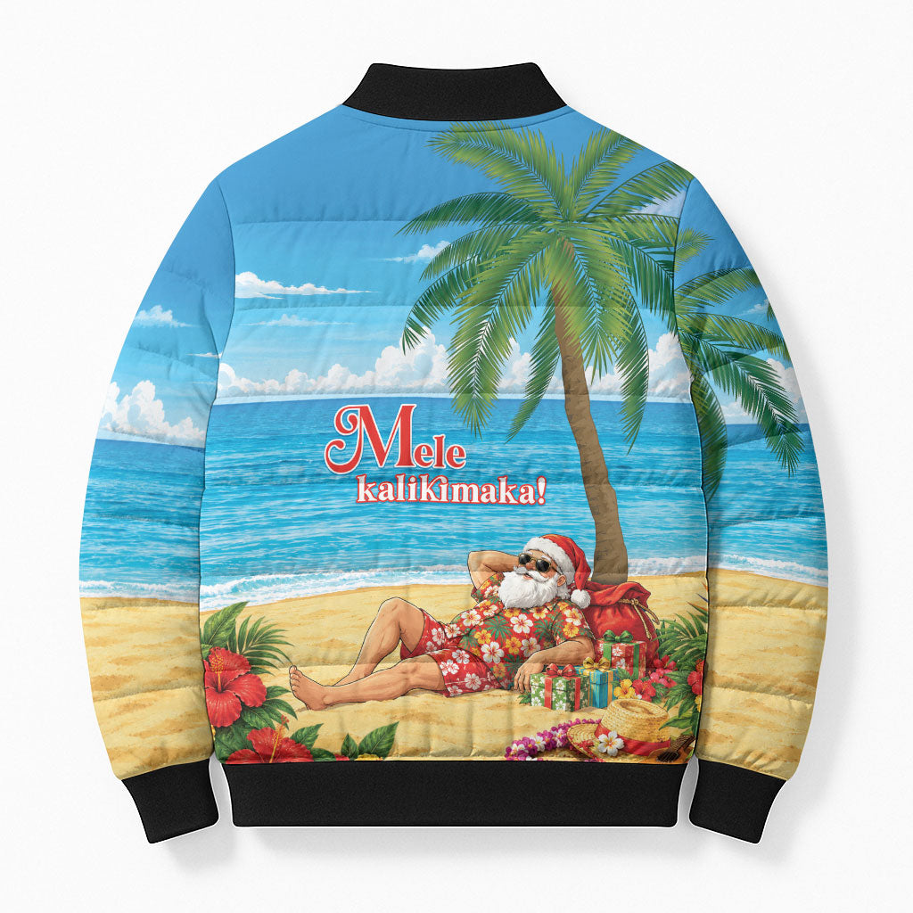 Hawaii Jolly Christmas Bomber Puffer Jacket Xmas Is Better At The Beach