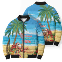 Hawaii Jolly Christmas Bomber Puffer Jacket Xmas Is Better At The Beach