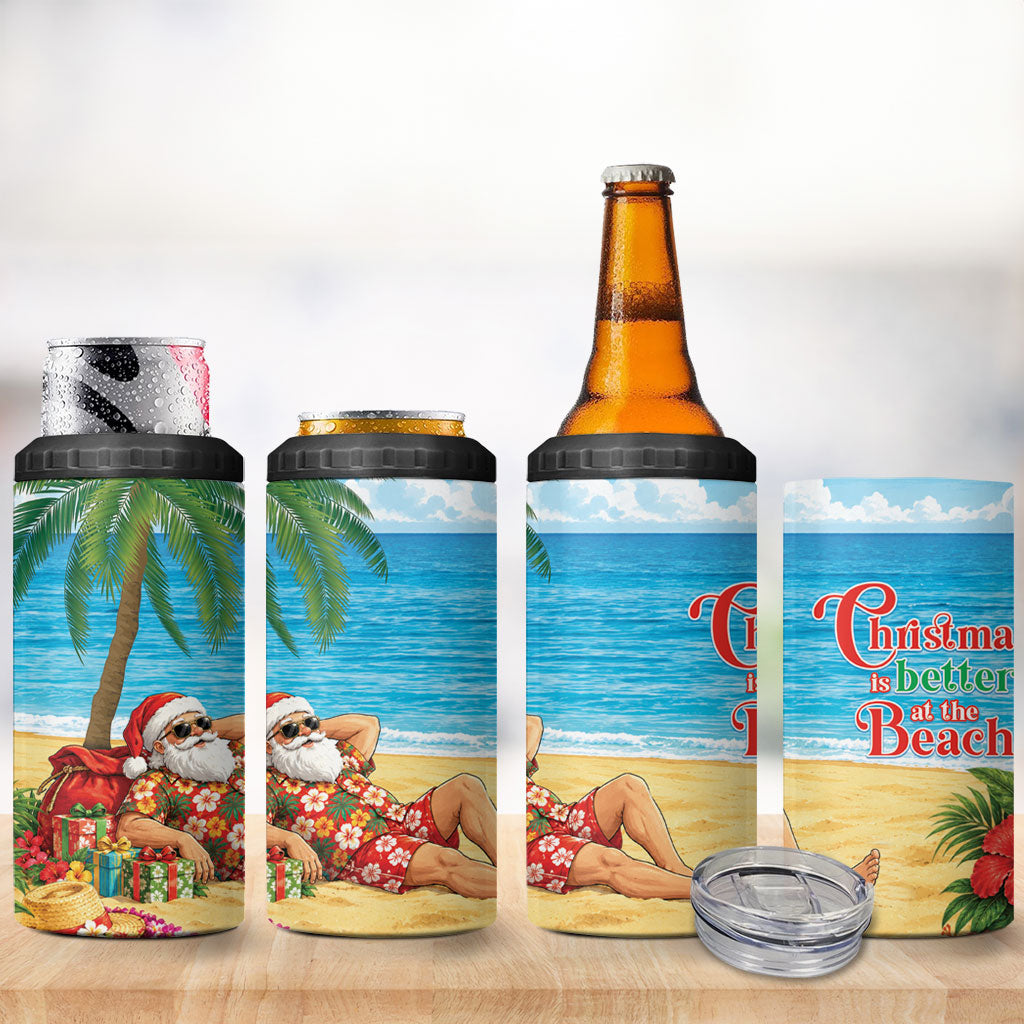 Hawaii Jolly Christmas 4 in 1 Can Cooler Tumbler Xmas Is Better At The Beach