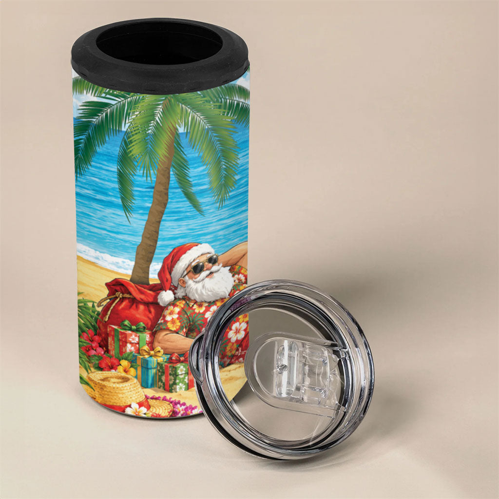 Hawaii Jolly Christmas 4 in 1 Can Cooler Tumbler Xmas Is Better At The Beach