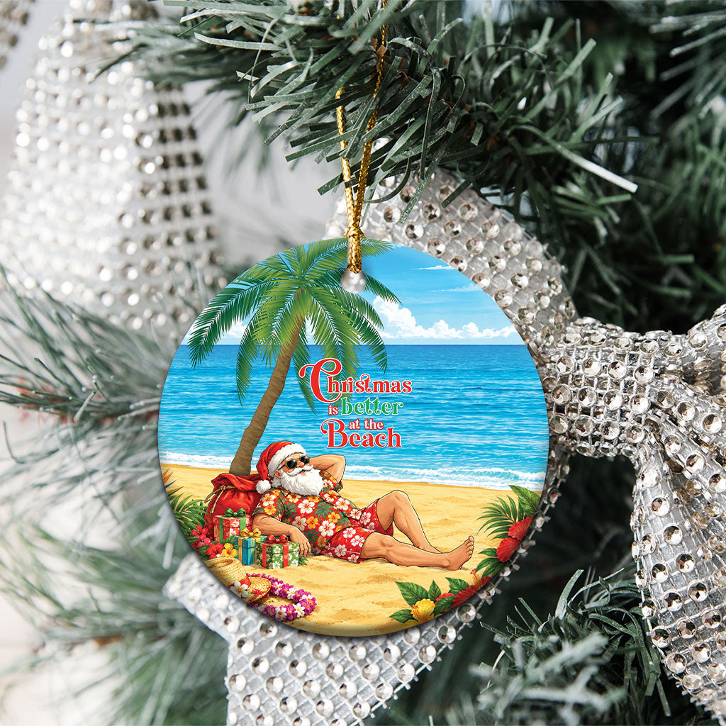 Hawaii Jolly Christmas Ceramic Ornament Xmas Is Better At The Beach