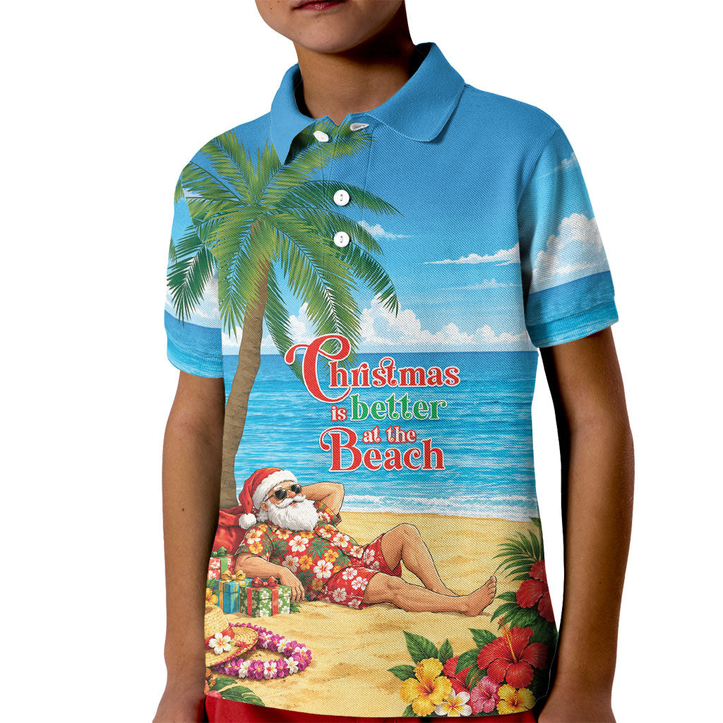 Hawaii Jolly Christmas Kid Polo Shirt Xmas Is Better At The Beach