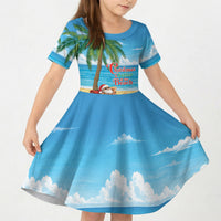 Hawaii Jolly Christmas Kid Short Sleeve Dress Xmas Is Better At The Beach