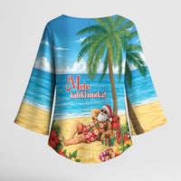 Hawaii Jolly Christmas Kimono Sleeve Blouse Xmas Is Better At The Beach