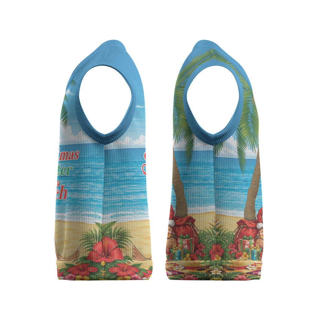 Hawaii Jolly Christmas Knitted V-Neck Vest Xmas Is Better At The Beach LT05 - Polynesian Pride