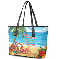 Hawaii Jolly Christmas Leather Tote Bag Xmas Is Better At The Beach