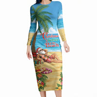 Hawaii Jolly Christmas Long Sleeve Bodycon Dress Xmas Is Better At The Beach