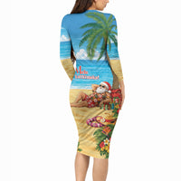 Hawaii Jolly Christmas Long Sleeve Bodycon Dress Xmas Is Better At The Beach