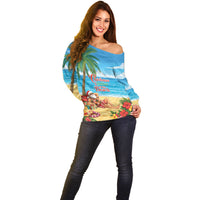 Hawaii Jolly Christmas Off Shoulder Sweater Xmas Is Better At The Beach