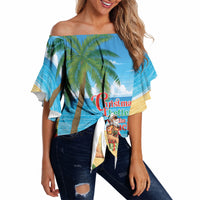 Hawaii Jolly Christmas Off Shoulder Wrap Waist Top Xmas Is Better At The Beach