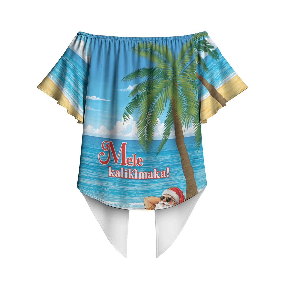Hawaii Jolly Christmas Off Shoulder Wrap Waist Top Xmas Is Better At The Beach