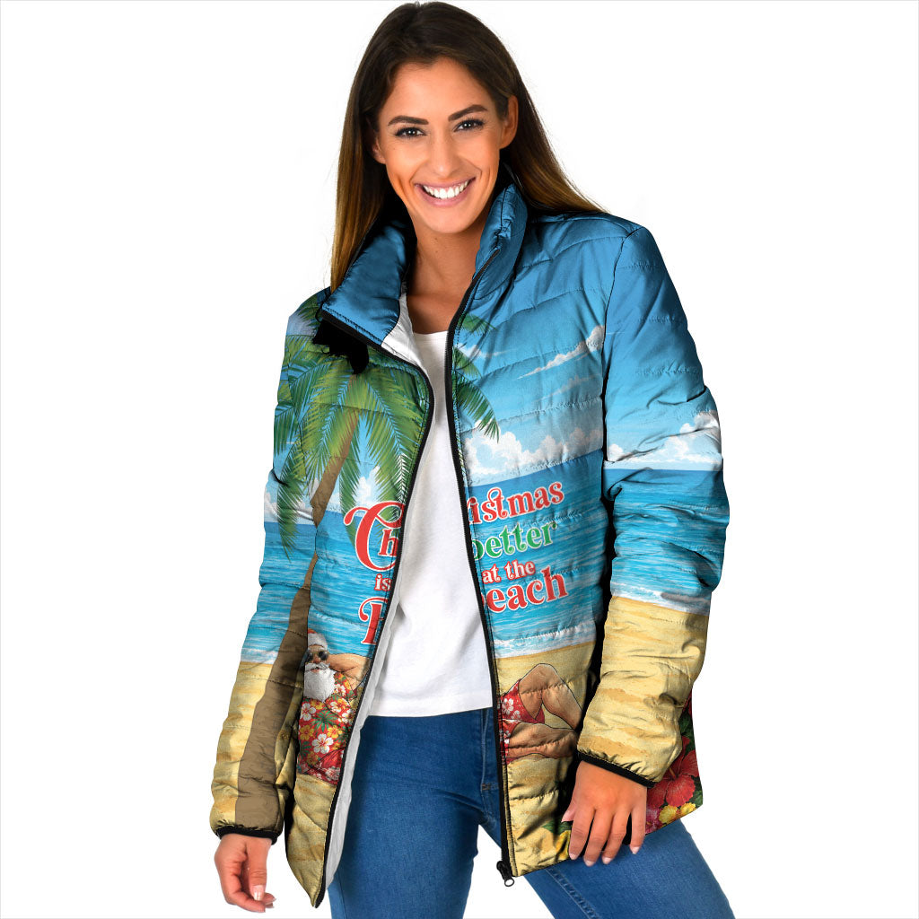 Hawaii Jolly Christmas Padded Jacket Xmas Is Better At The Beach