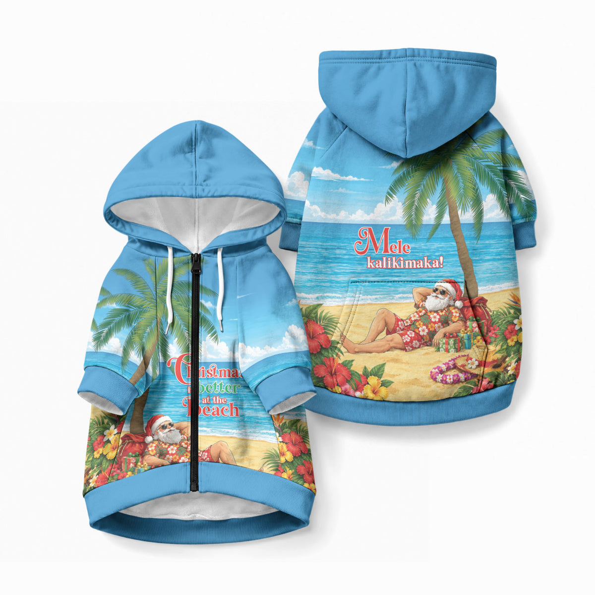 Hawaii Jolly Christmas Pet Hoodie Xmas Is Better At The Beach