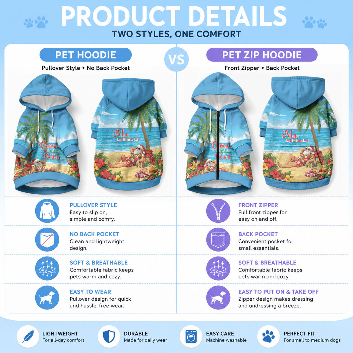 Hawaii Jolly Christmas Pet Hoodie Xmas Is Better At The Beach