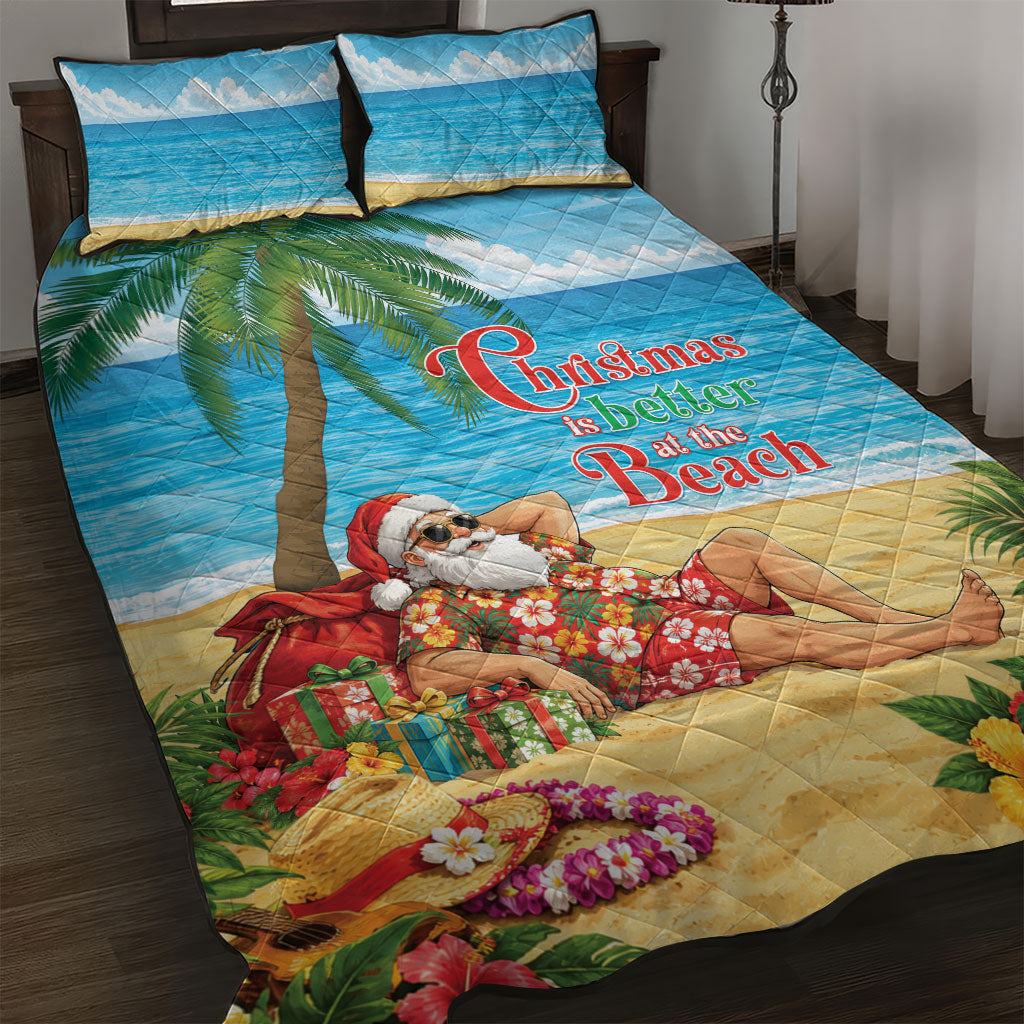 Hawaii Jolly Christmas Quilt Bed Set Xmas Is Better At The Beach