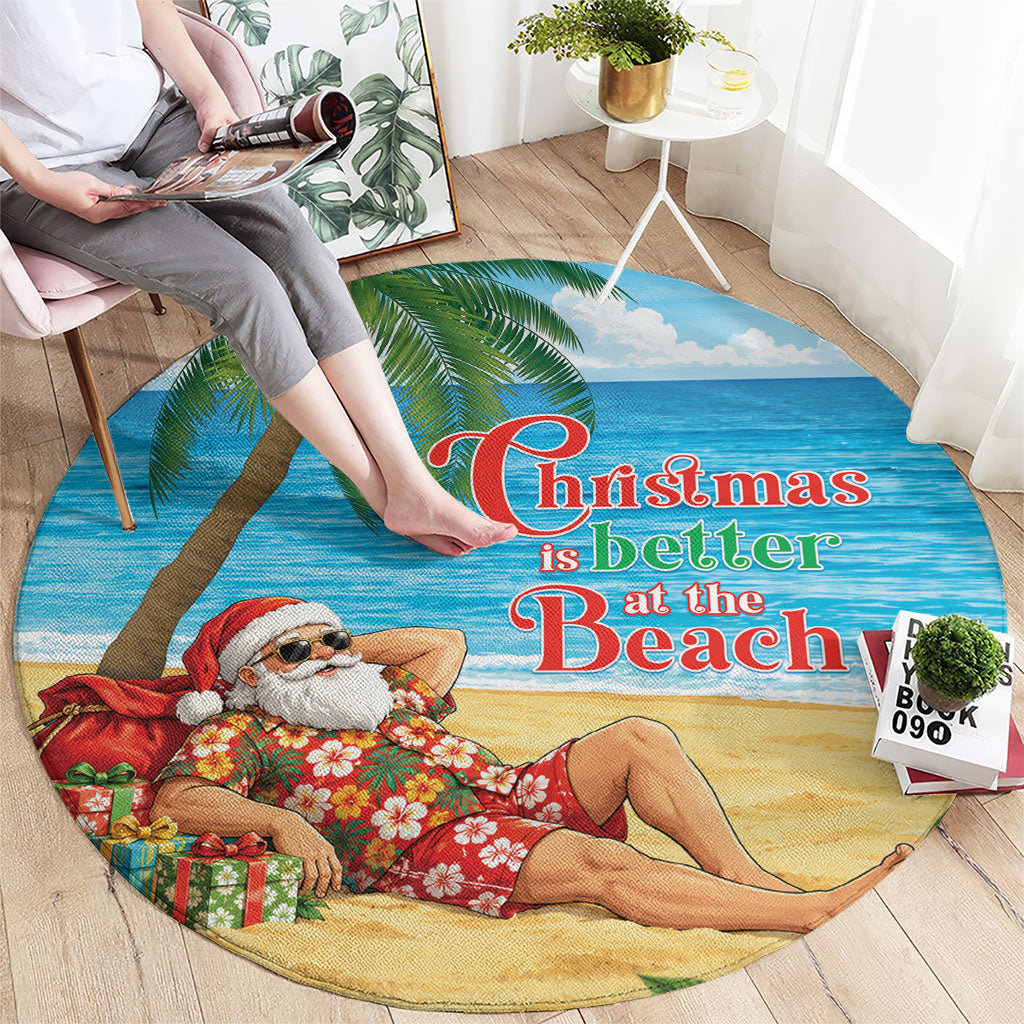 Hawaii Jolly Christmas Round Carpet Xmas Is Better At The Beach