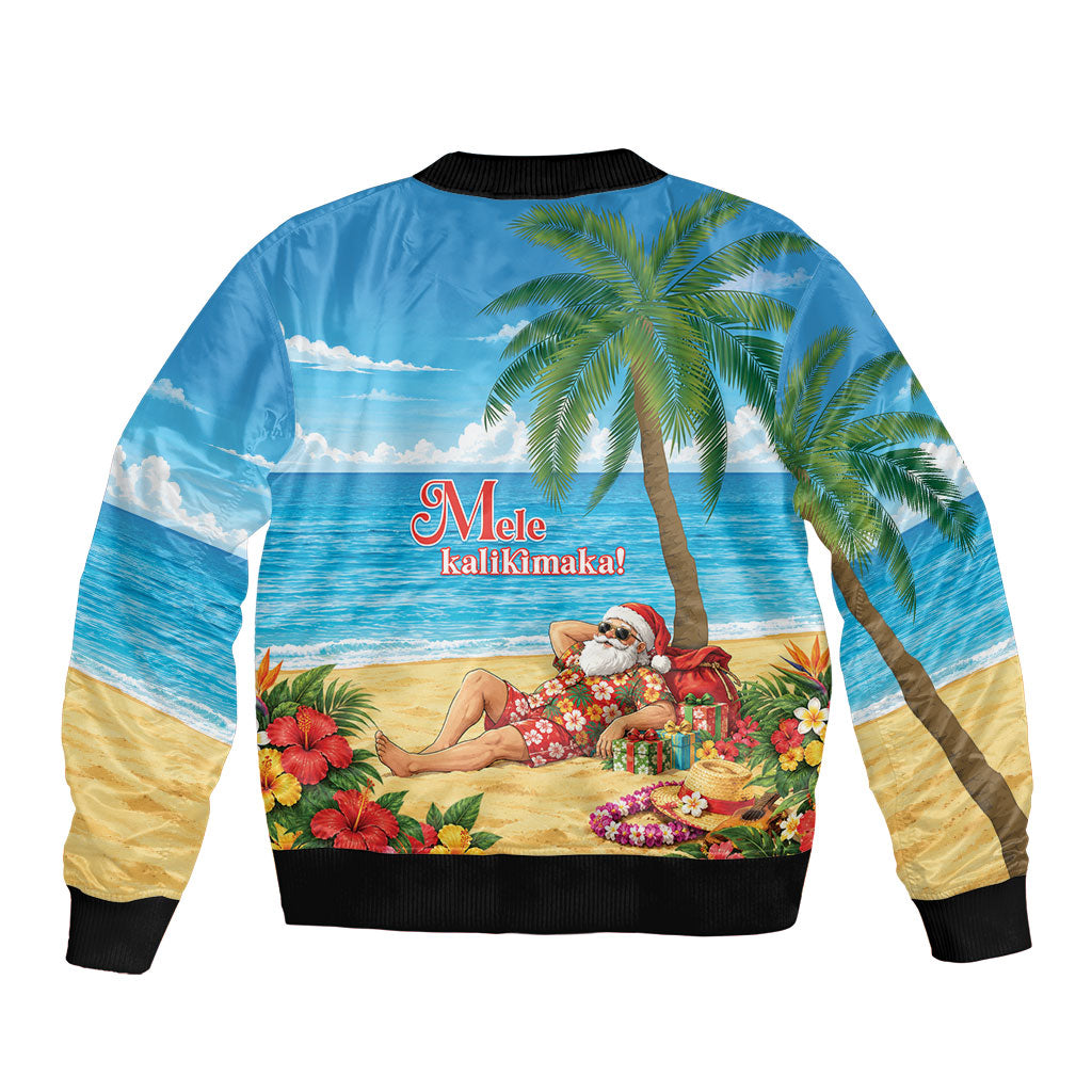 Hawaii Jolly Christmas Sleeve Zip Bomber Jacket Xmas Is Better At The Beach