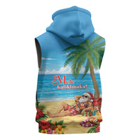 Hawaii Jolly Christmas Sleeveless Hoodie Xmas Is Better At The Beach
