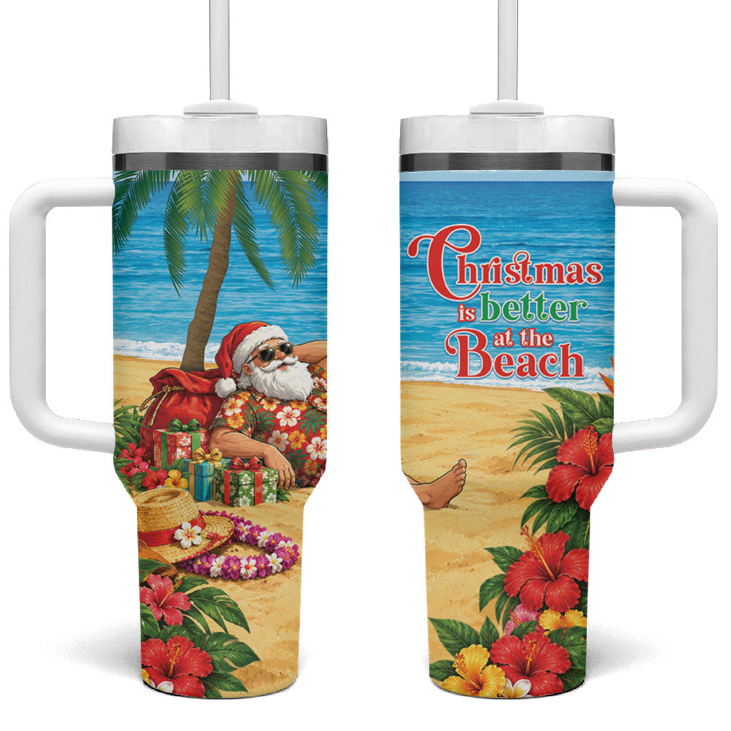 Hawaii Jolly Christmas Tumbler With Handle Xmas Is Better At The Beach
