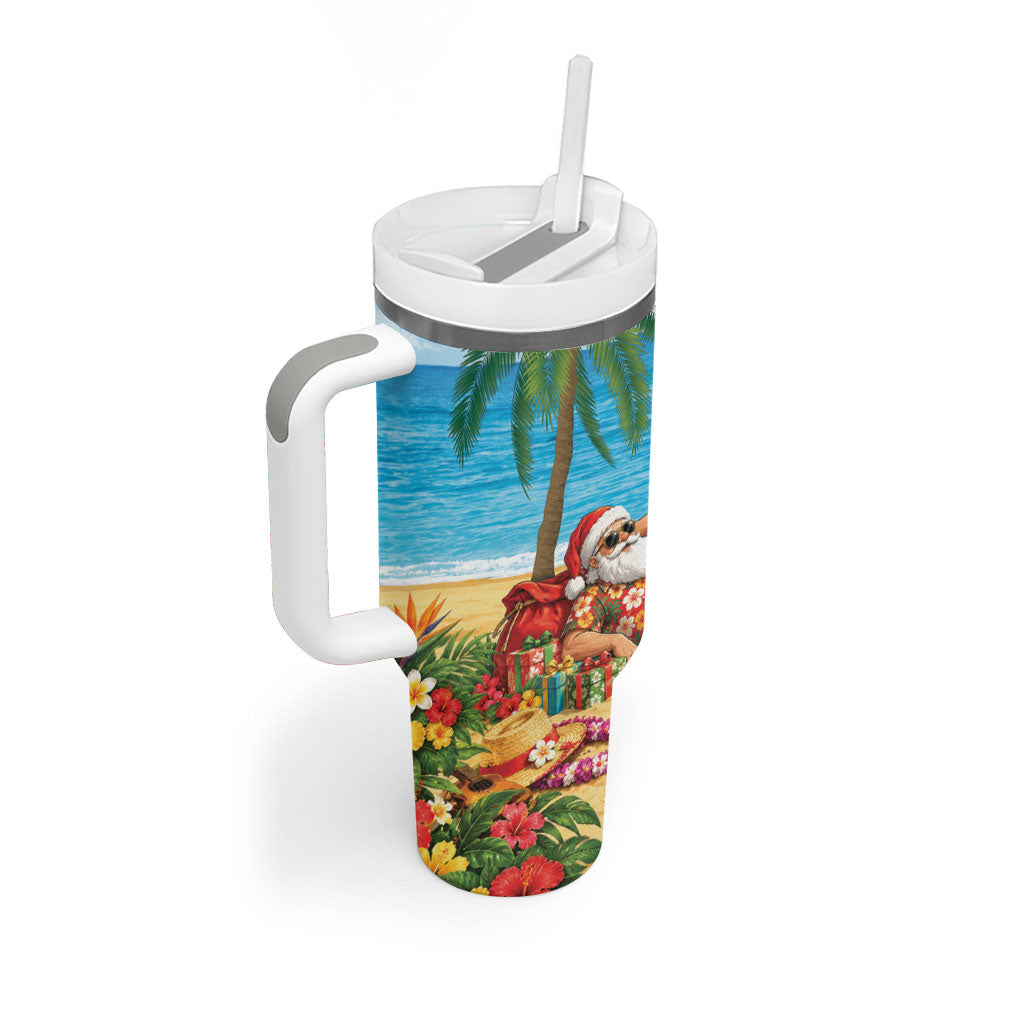 Hawaii Jolly Christmas Tumbler With Handle Xmas Is Better At The Beach