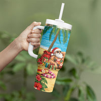 Hawaii Jolly Christmas Tumbler With Handle Xmas Is Better At The Beach