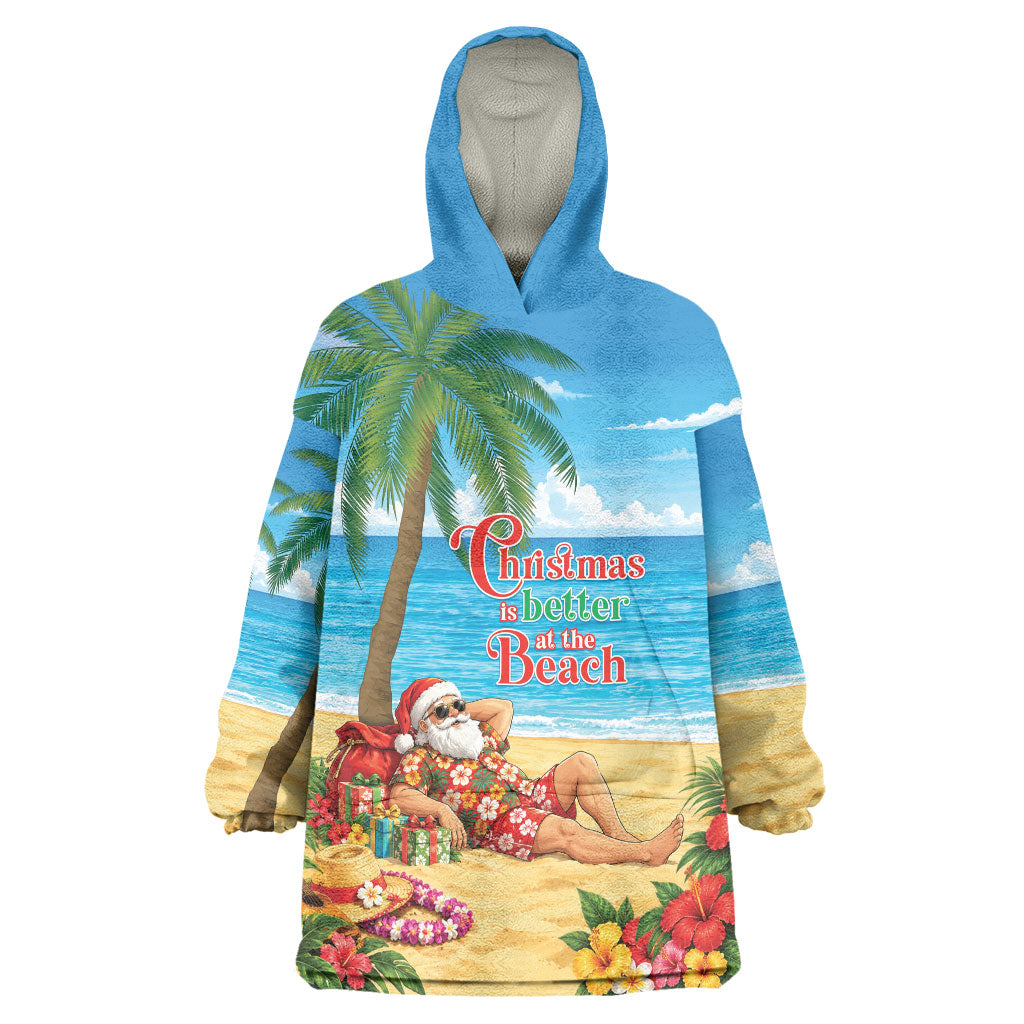 Hawaii Jolly Christmas Wearable Blanket Hoodie Xmas Is Better At The Beach