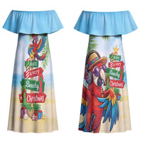 Hawaii Christmas Couples Matching Off Shoulder Maxi Dress and Long Sleeve Button Shirt Have A Very Beachy Christmas LT05 - Polynesian Pride