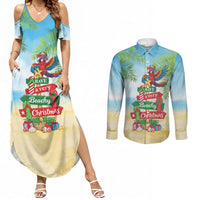 Hawaii Christmas Couples Matching Summer Maxi Dress and Long Sleeve Button Shirt Have A Very Beachy Christmas LT05 Multicolor - Polynesian Pride