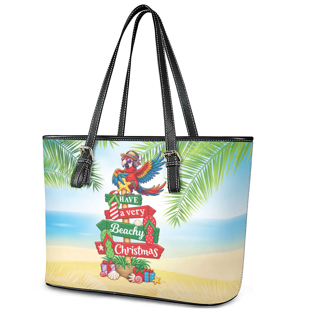 Hawaii Christmas Leather Tote Bag Have A Very Beachy Christmas