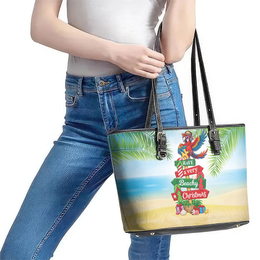 Hawaii Christmas Leather Tote Bag Have A Very Beachy Christmas