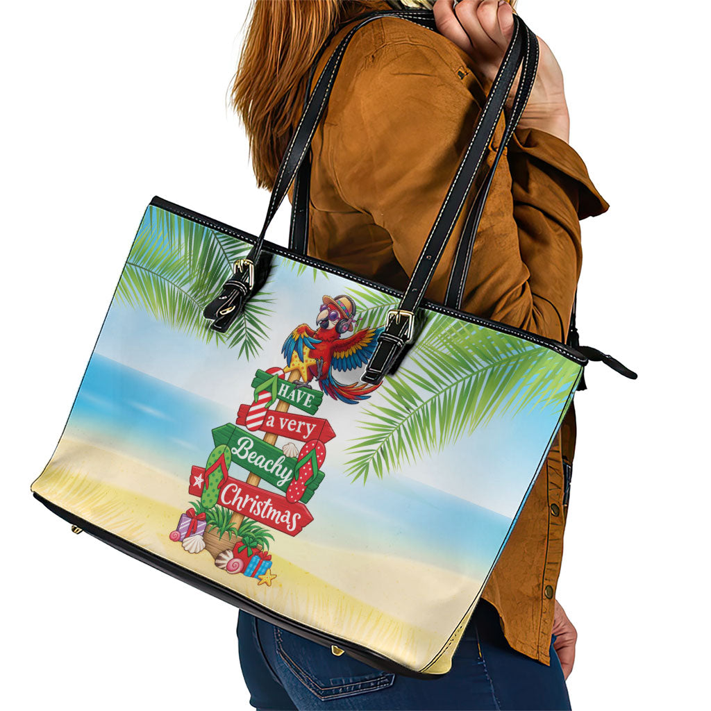 Hawaii Christmas Leather Tote Bag Have A Very Beachy Christmas