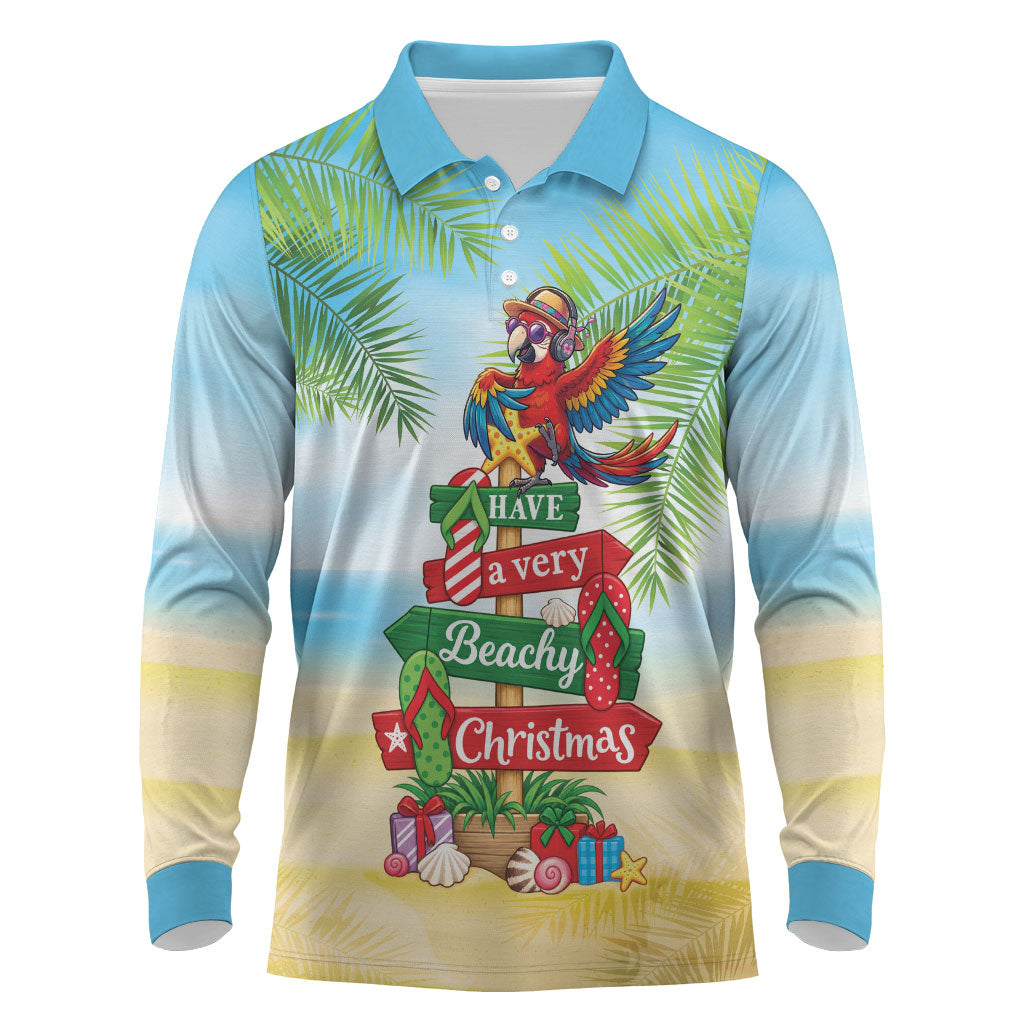 Hawaii Christmas Long Sleeve Polo Shirt Have A Very Beachy Christmas