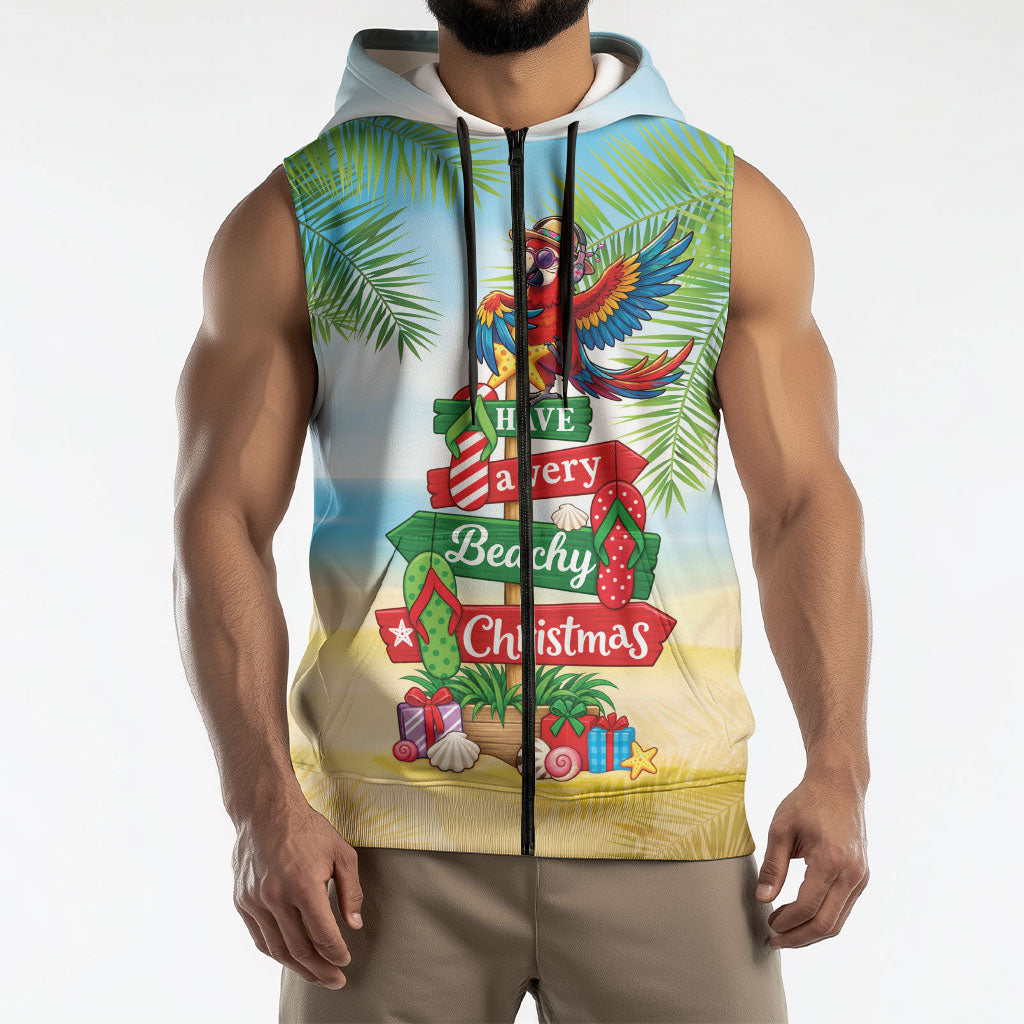 Hawaii Christmas Sleeveless Zip Hoodie Have A Very Beachy Christmas