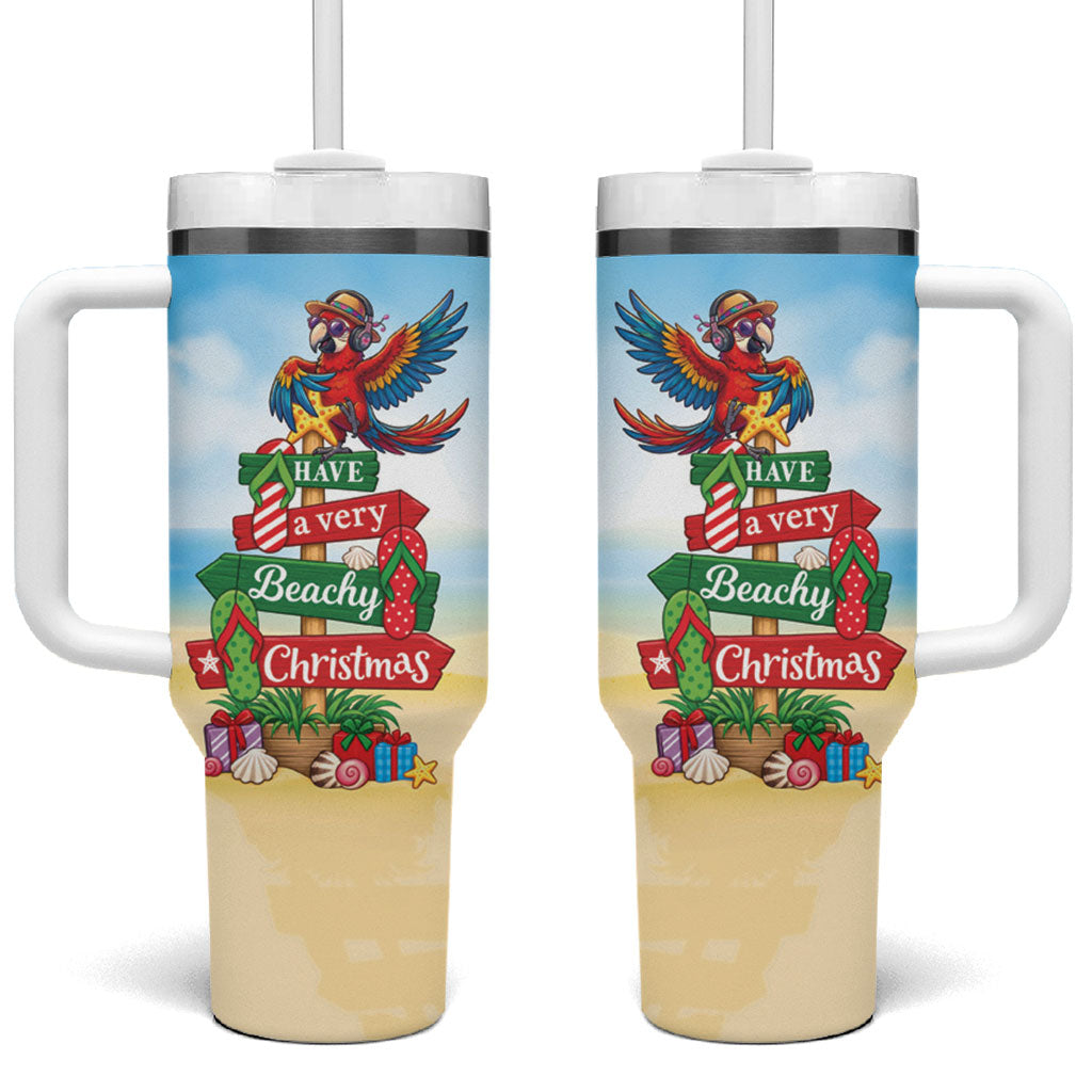 Hawaii Christmas Tumbler With Handle Have A Very Beachy Christmas