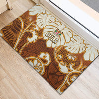 Fiji Spring Break Rubber Doormat Fijian Tapa Pattern Brown LT05 - Polynesian Pride